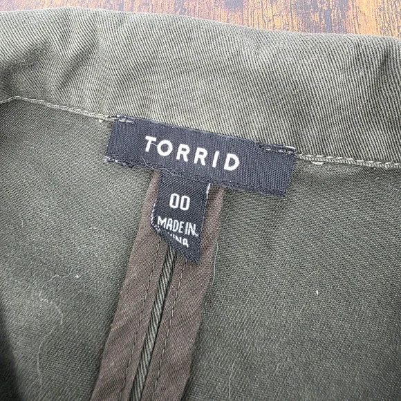 Torrid Military Shirt Jacket Olive Drab‎ Green Utility Black Sleeves Womens 00 - Picture 3 of 7